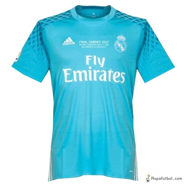 Camiseta Thailandia Real Madrid Replica Primera Ropa Portero Final Cardiff 2017 Azul